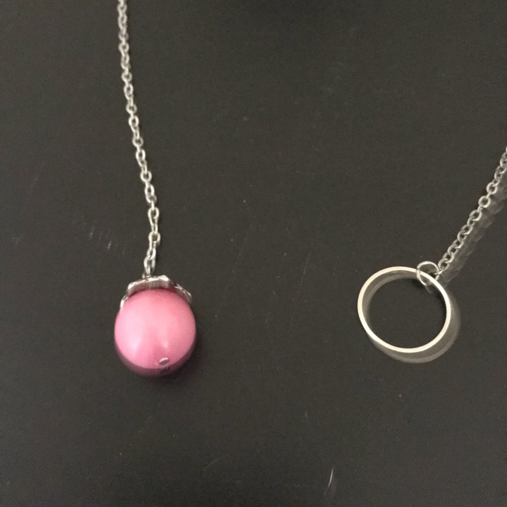 🎉HP🎉 Handmade Lariat Necklace - Pink/Silver - Picture 3 of 4